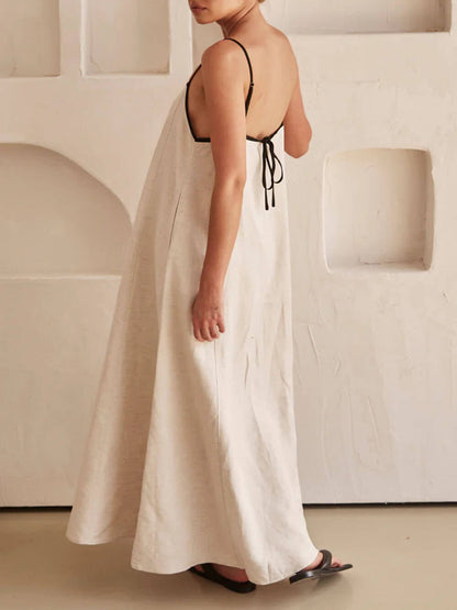 A-line Summer Vibe Contrasting Suspender Dress