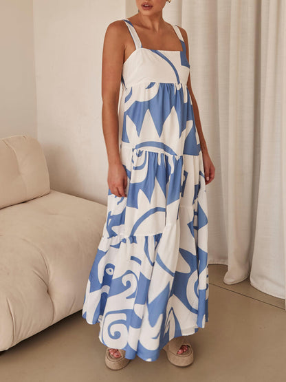Enchanting Geometric Print Maxi Dress